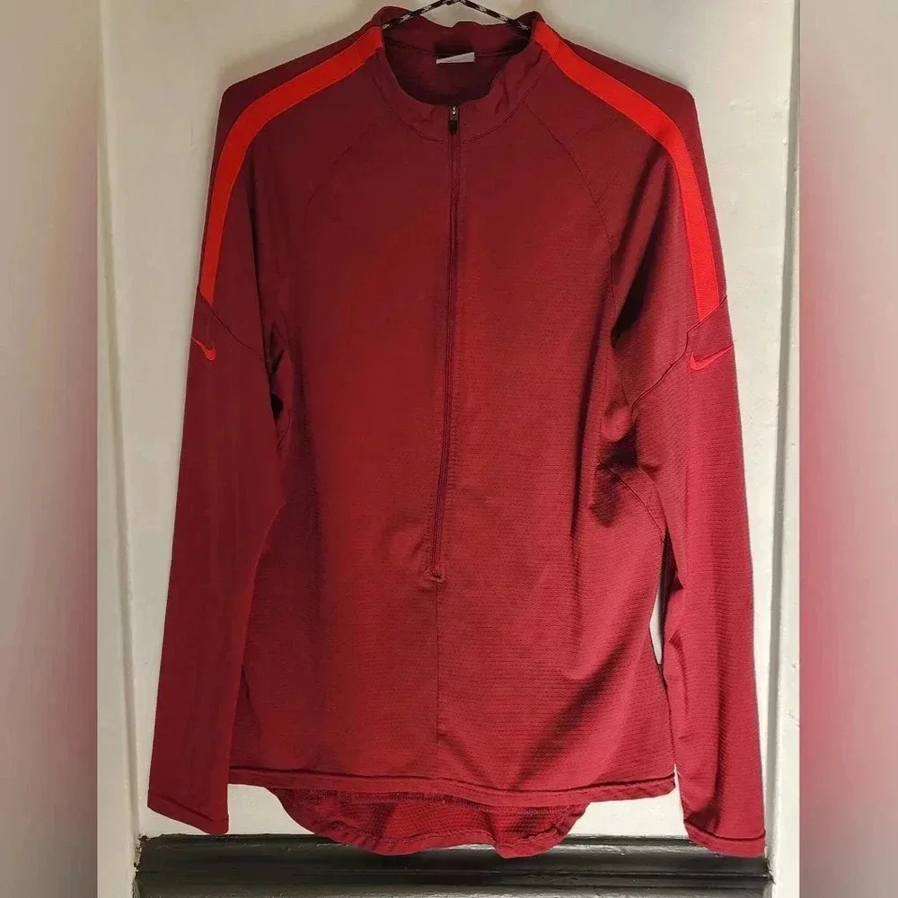 Nike Sphere Dry Mens 1/2 Zip Pullover Jacket Red Athletic Running Top Size Large